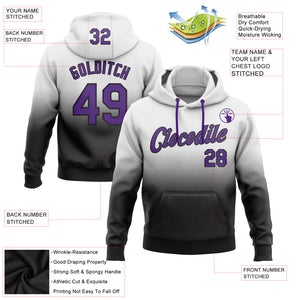 Custom Stitched White Purple-Black Fade Fashion Sports Pullover Sweatshirt Hoodie