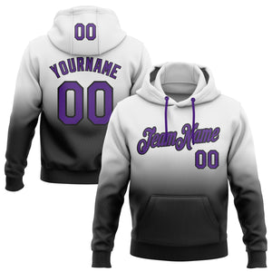 Custom Stitched White Purple-Black Fade Fashion Sports Pullover Sweatshirt Hoodie