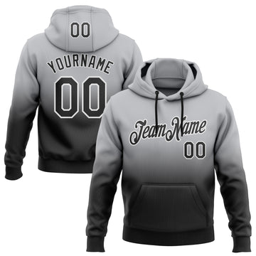 Custom Stitched Gray Black-White Fade Fashion Sports Pullover Sweatshirt Hoodie