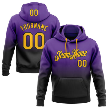 Custom Stitched Purple Gold-Black Fade Fashion Sports Pullover Sweatshirt Hoodie