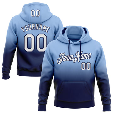 Custom Stitched Light Blue White-Navy Fade Fashion Sports Pullover Sweatshirt Hoodie