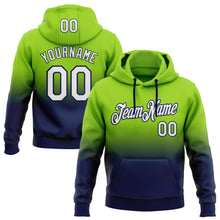 Laden Sie das Bild in den Galerie-Viewer, Custom Stitched Neon Green White-Navy Fade Fashion Sports Pullover Sweatshirt Hoodie
