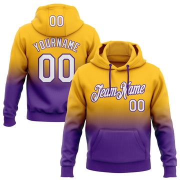 Custom Stitched Gold White-Purple Fade Fashion Sports Pullover Sweatshirt Hoodie