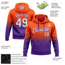 Laden Sie das Bild in den Galerie-Viewer, Custom Stitched Orange White-Purple Fade Fashion Sports Pullover Sweatshirt Hoodie
