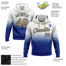 Load image into Gallery viewer, Custom Stitched White Old Gold-Royal Fade Fashion Sports Pullover Sweatshirt Hoodie
