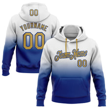 Load image into Gallery viewer, Custom Stitched White Old Gold-Royal Fade Fashion Sports Pullover Sweatshirt Hoodie
