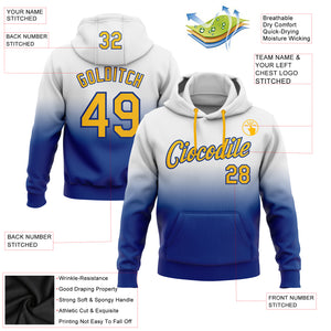 Custom Stitched White Gold-Royal Fade Fashion Sports Pullover Sweatshirt Hoodie