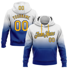 Load image into Gallery viewer, Custom Stitched White Gold-Royal Fade Fashion Sports Pullover Sweatshirt Hoodie
