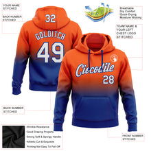 Load image into Gallery viewer, Custom Stitched Orange White-Royal Fade Fashion Sports Pullover Sweatshirt Hoodie
