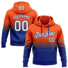 Load image into Gallery viewer, Custom Stitched Orange White-Royal Fade Fashion Sports Pullover Sweatshirt Hoodie
