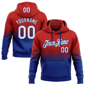 Custom Stitched Red White-Royal Fade Fashion Sports Pullover Sweatshirt Hoodie