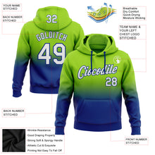 Load image into Gallery viewer, Custom Stitched Neon Green White-Royal Fade Fashion Sports Pullover Sweatshirt Hoodie
