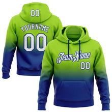 Load image into Gallery viewer, Custom Stitched Neon Green White-Royal Fade Fashion Sports Pullover Sweatshirt Hoodie
