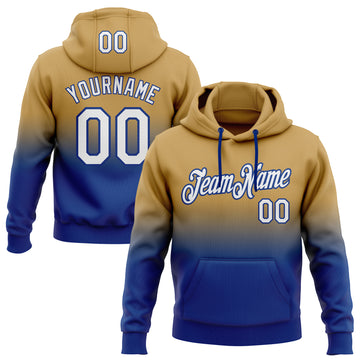 Custom Stitched Old Gold White-Royal Fade Fashion Sports Pullover Sweatshirt Hoodie