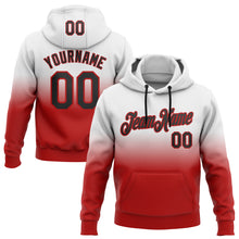 Load image into Gallery viewer, Custom Stitched White Black-Red Fade Fashion Sports Pullover Sweatshirt Hoodie
