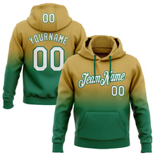Load image into Gallery viewer, Custom Stitched Old Gold White-Kelly Green Fade Fashion Sports Pullover Sweatshirt Hoodie
