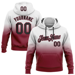 Custom Stitched White Black-Crimson Fade Fashion Sports Pullover Sweatshirt Hoodie