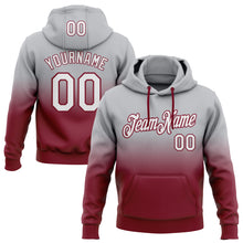 Load image into Gallery viewer, Custom Stitched Gray White-Crimson Fade Fashion Sports Pullover Sweatshirt Hoodie
