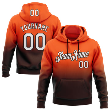 Custom Stitched Orange White-Brown Fade Fashion Sports Pullover Sweatshirt Hoodie