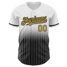 Laden Sie das Bild in den Galerie-Viewer, Custom White Pinstripe Old Gold-Black Authentic Fade Fashion Baseball Jersey
