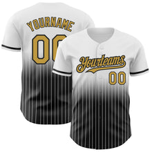 Laden Sie das Bild in den Galerie-Viewer, Custom White Pinstripe Old Gold-Black Authentic Fade Fashion Baseball Jersey
