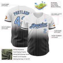 Load image into Gallery viewer, Custom White Pinstripe Light Blue-Black Authentic Fade Fashion Baseball Jersey
