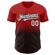 Load image into Gallery viewer, Custom Red Pinstripe White-Black Authentic Fade Fashion Baseball Jersey
