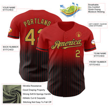 Load image into Gallery viewer, Custom Red Pinstripe Old Gold-Black Authentic Fade Fashion Baseball Jersey
