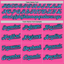 Load image into Gallery viewer, Custom Pink Pinstripe Sky Blue-Black Authentic Fade Fashion Baseball Jersey
