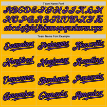 Load image into Gallery viewer, Custom Gold Pinstripe Purple-Black Authentic Fade Fashion Baseball Jersey
