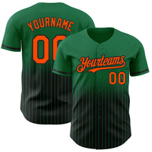 Charger l&#39;image dans la galerie, Custom Kelly Green Pinstripe Orange-Black Authentic Fade Fashion Baseball Jersey
