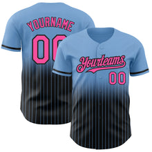 Загрузить изображение в средство просмотра галереи, Custom Light Blue Pinstripe Pink-Black Authentic Fade Fashion Baseball Jersey
