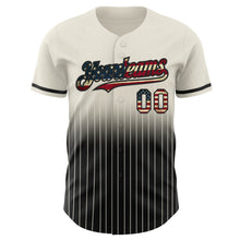 Laden Sie das Bild in den Galerie-Viewer, Custom Cream Pinstripe Vintage USA Flag-Black Authentic Fade Fashion Baseball Jersey
