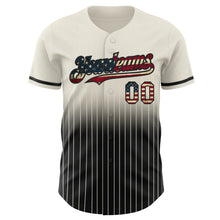 Load image into Gallery viewer, Custom Cream Pinstripe Vintage USA Flag-Black Authentic Fade Fashion Baseball Jersey
