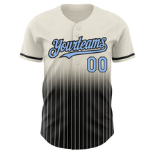 Laden Sie das Bild in den Galerie-Viewer, Custom Cream Pinstripe Light Blue-Black Authentic Fade Fashion Baseball Jersey
