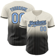 Laden Sie das Bild in den Galerie-Viewer, Custom Cream Pinstripe Light Blue-Black Authentic Fade Fashion Baseball Jersey
