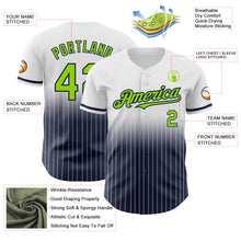 Load image into Gallery viewer, Custom White Pinstripe Neon Green-Navy Authentic Fade Fashion Baseball Jersey
