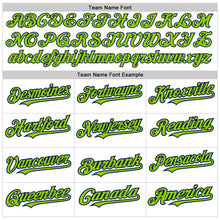 Load image into Gallery viewer, Custom White Pinstripe Neon Green-Navy Authentic Fade Fashion Baseball Jersey
