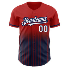 Load image into Gallery viewer, Custom Red Pinstripe White-Navy Authentic Fade Fashion Baseball Jersey
