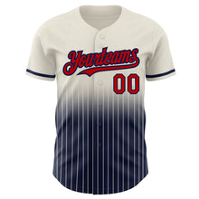 Laden Sie das Bild in den Galerie-Viewer, Custom Cream Pinstripe Red-Navy Authentic Fade Fashion Baseball Jersey

