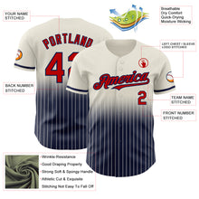 Laden Sie das Bild in den Galerie-Viewer, Custom Cream Pinstripe Red-Navy Authentic Fade Fashion Baseball Jersey

