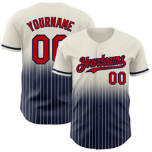 Load image into Gallery viewer, Custom Cream Pinstripe Red-Navy Authentic Fade Fashion Baseball Jersey

