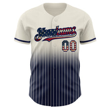 Laden Sie das Bild in den Galerie-Viewer, Custom Cream Pinstripe Vintage USA Flag-Navy Authentic Fade Fashion Baseball Jersey
