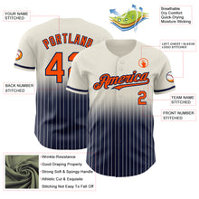 Laden Sie das Bild in den Galerie-Viewer, Custom Cream Pinstripe Orange-Navy Authentic Fade Fashion Baseball Jersey
