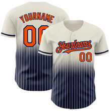 Load image into Gallery viewer, Custom Cream Pinstripe Orange-Navy Authentic Fade Fashion Baseball Jersey
