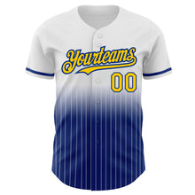 Laden Sie das Bild in den Galerie-Viewer, Custom White Pinstripe Yellow-Royal Authentic Fade Fashion Baseball Jersey
