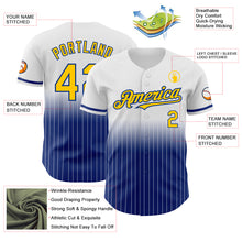 Laden Sie das Bild in den Galerie-Viewer, Custom White Pinstripe Yellow-Royal Authentic Fade Fashion Baseball Jersey
