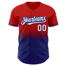Load image into Gallery viewer, Custom Red Pinstripe White-Royal Authentic Fade Fashion Baseball Jersey
