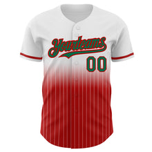 Laden Sie das Bild in den Galerie-Viewer, Custom White Pinstripe Kelly Green-Red Authentic Fade Fashion Baseball Jersey
