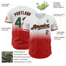 Laden Sie das Bild in den Galerie-Viewer, Custom White Pinstripe Kelly Green-Red Authentic Fade Fashion Baseball Jersey
